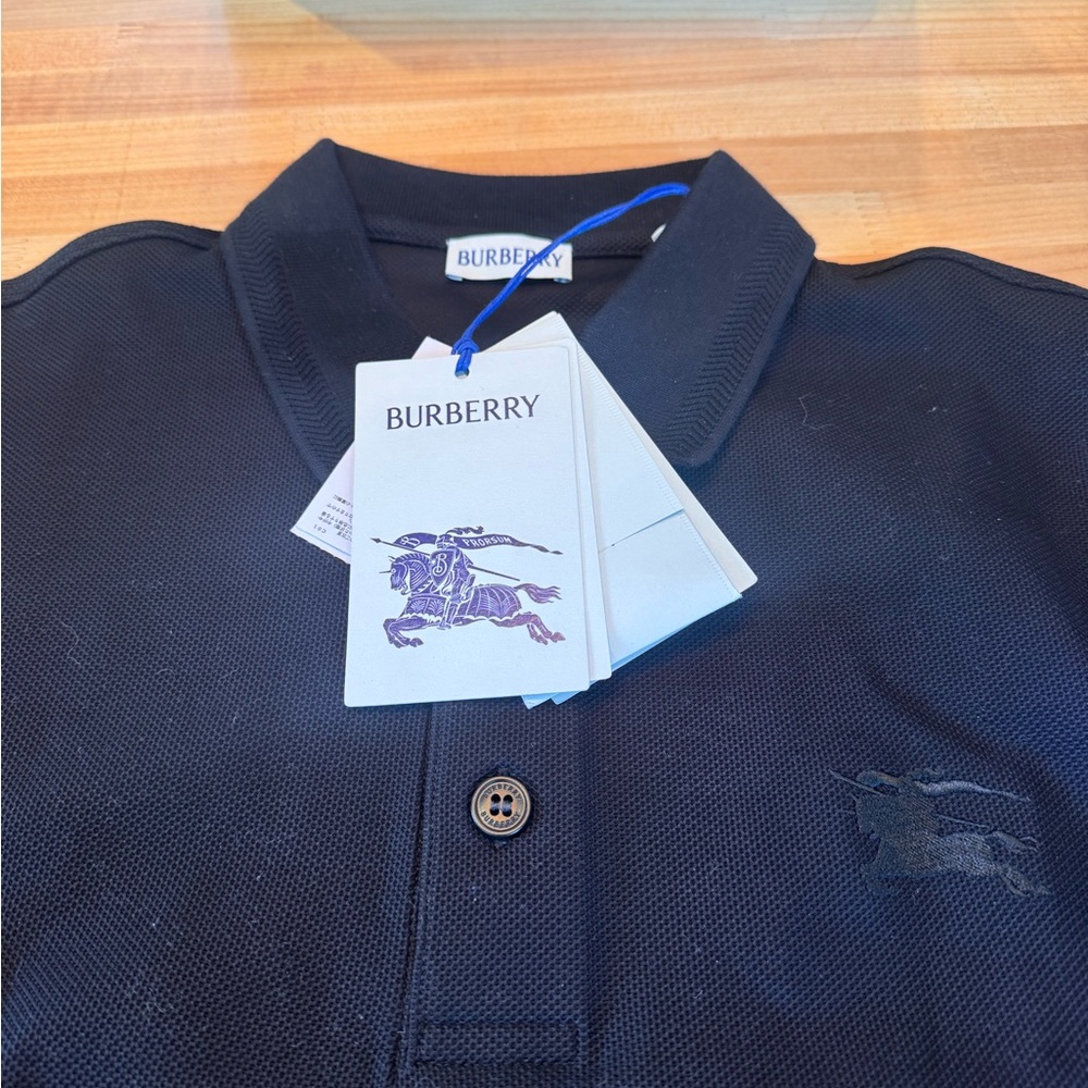 NWT Burberry Black Long Sleeve Cotton Shirt with small cuts in sleeve - Picture 5 of 16